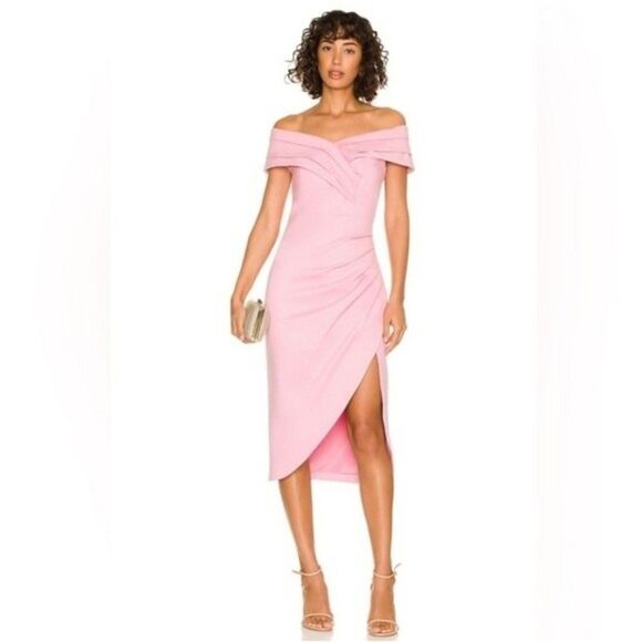 Elliatt Pink Eventide Dress Off Shoulder Tulip Hem - Picture 1 of 8